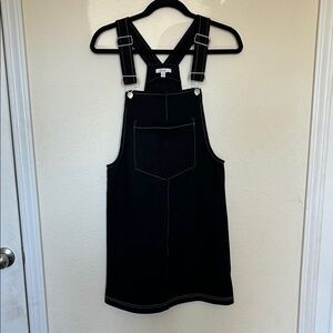 Black Faux Suede Overall Dress